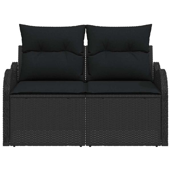 vidaXL Sof&aacute; de jardim com almofada Preto 121 x 62 x 69cm vime PE