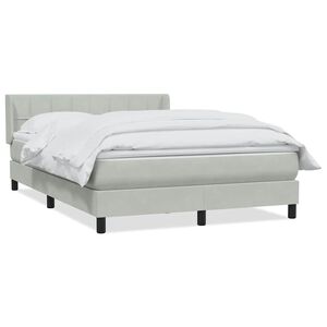 vidaXL Cama com molas/colch&atilde;o 160x220 cm veludo cinzento-claro