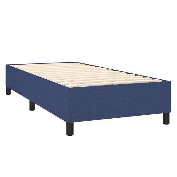 vidaXL Cama com molas/colch&atilde;o 90x200 cm tecido azul