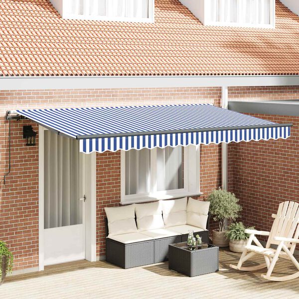 vidaXL Toldo Retr&aacute;til Azul 400 x 200 cm tecido