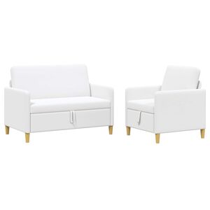vidaXL Conjunto de Sof&aacute; com Armazenamento 2 unid. Branco Poli&eacute;ster