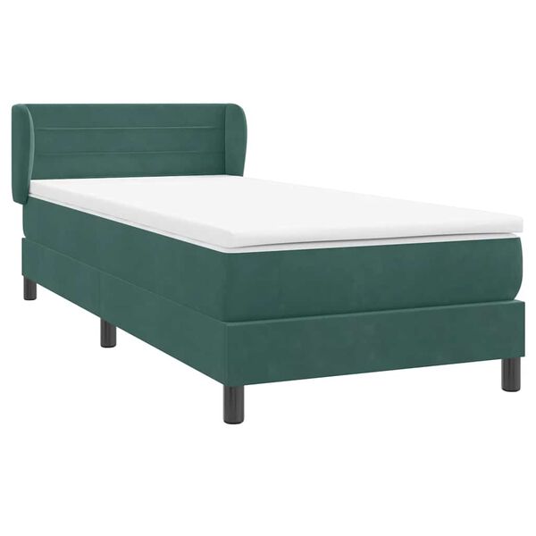 vidaXL Cama com molas/colch&atilde;o verde-escuro 80x220 cm veludo