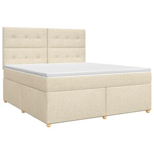 vidaXL Cama box spring com colch&atilde;o Creme 140 x 200 cm Tecido