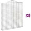 vidaXL Cestos gabi&atilde;o arqueados 8pcs 200x30x220/240cm ferro galvanizado