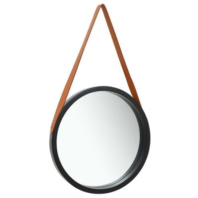 vidaXL Espelho de parede com alça 50 cm preto