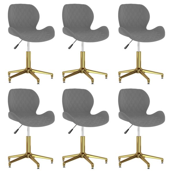 vidaXL Cadeiras de jantar girat&oacute;rias 6 pcs veludo cinzento-escuro