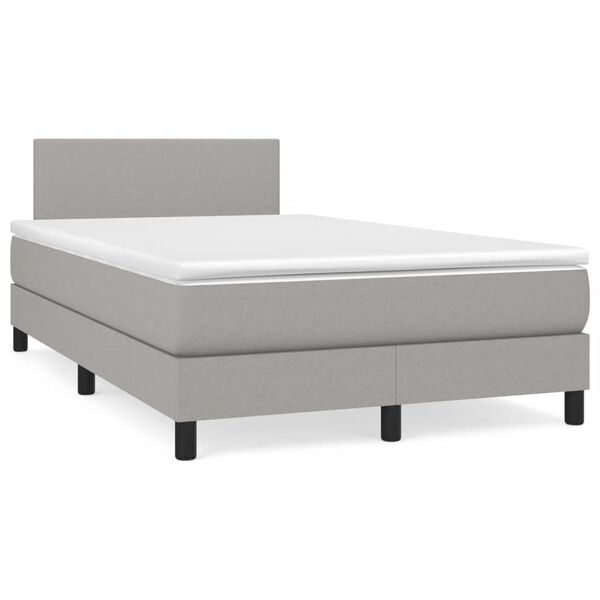 vidaXL Cama boxspring com colch&atilde;o 120x190 cm tecido cinzento-claro