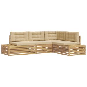 vidaXL 4 Pe&ccedil;a Conjunto de Sof&aacute;s para Exterior Poli&eacute;ster Branco