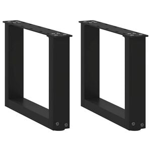 vidaXL P&eacute;s para mesa de centro em formato de U, 2 pe&ccedil;as, preto, 30x(30-31) cm, a&ccedil;o