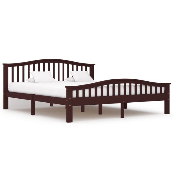 vidaXL Estrutura de cama 180x200 cm pinho maci&ccedil;o castanho-escuro