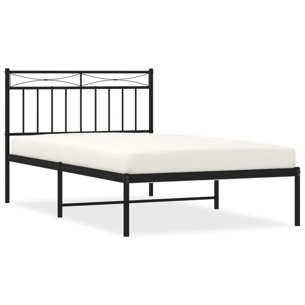 vidaXL Estrutura de cama com cabeceira 107x203 cm metal preto