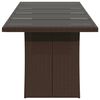 vidaXL Mesa de jardim com tampo de vidro 240x90x75 cm vime PE castanho