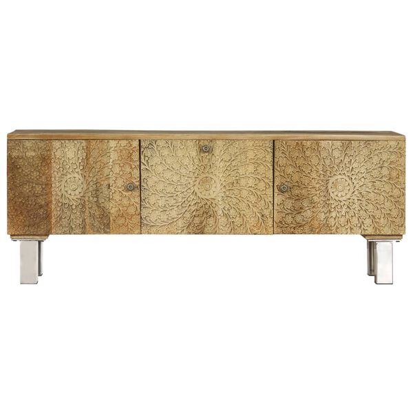 vidaXL M&oacute;vel de TV em madeira de mangueira maci&ccedil;a 118x30x45 cm