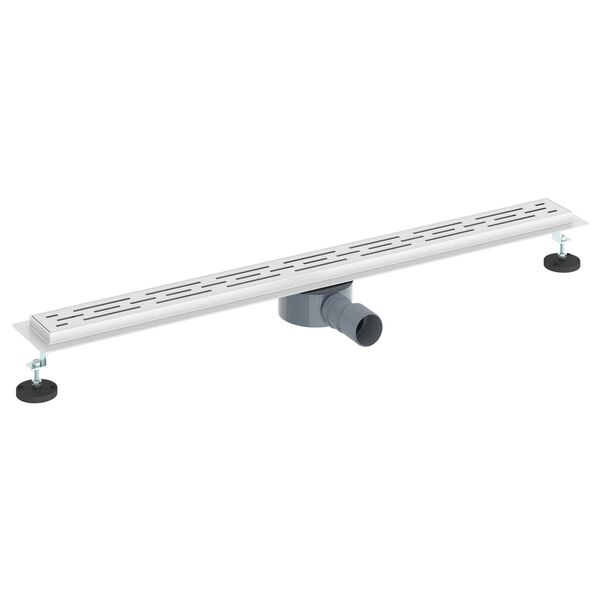 vidaXL Ralo de Chuveiro com Tampa de Vidro e Sif&atilde;o 360&deg; Prateado 90 cm