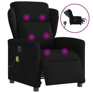 vidaXL Poltrona reclin&aacute;vel de massagens el&eacute;trica tecido preto