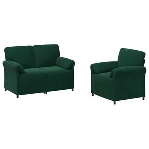 vidaXL Conjunto de Sof&aacute;s 2 unid. Verde-Escuro Veludo