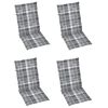 vidaXL Cadeiras jardim c/ almofad&otilde;es xadrez cinzento 4 pcs teca maci&ccedil;a