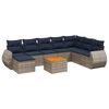 vidaXL Conjunto de sof&aacute; de jardim de 9 pe&ccedil;as com almofadas em rattan sint&eacute;tico cinza