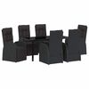 vidaXL Conjunto de Jantar para Jardim com almofada 7 pcs Preto vime PE