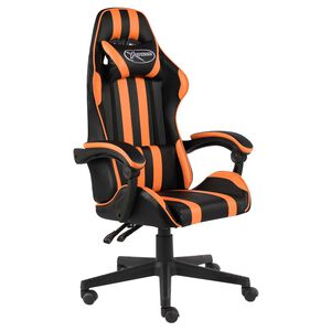 vidaXL Cadeira estilo corrida couro artificial preto e laranja