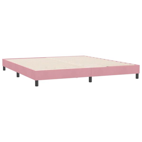 vidaXL Estrutura de cama com colchão 180x220 cm veludo rosa