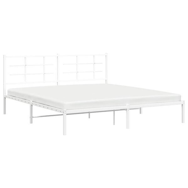 vidaXL Estrutura de cama com cabeceira 180x200 cm metal branco