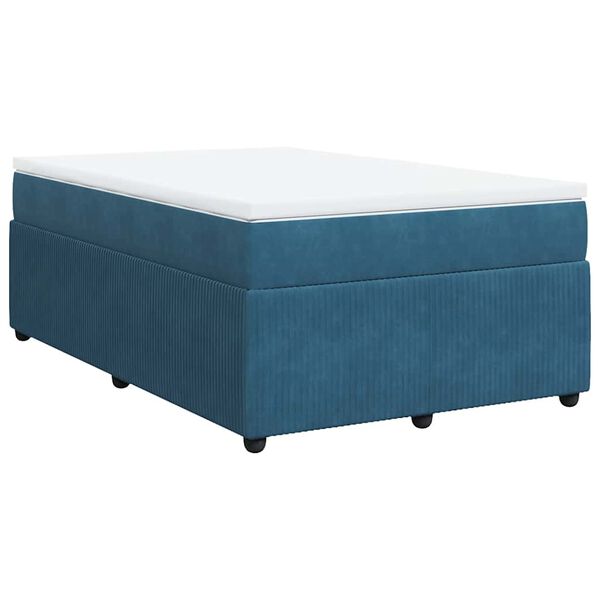 vidaXL Cama boxspring com colch&atilde;o 120x200 cm veludo azul-escuro