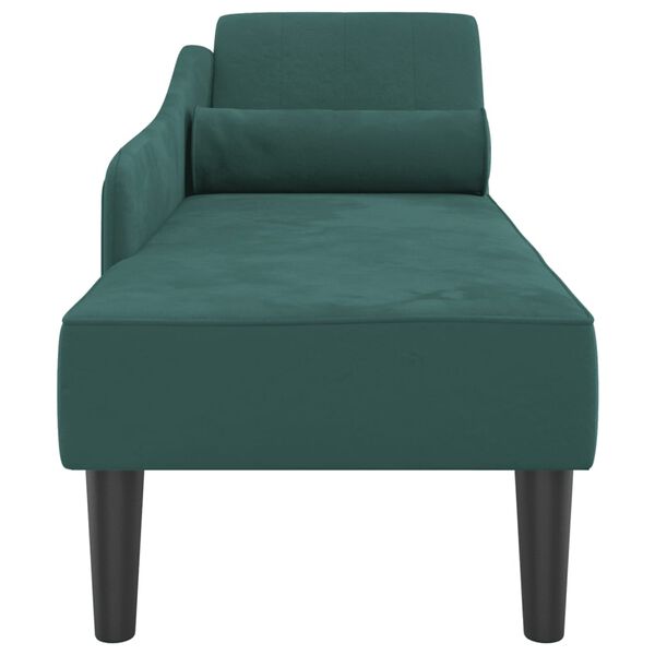 vidaXL Chaise longue com almofadões veludo verde-escuro