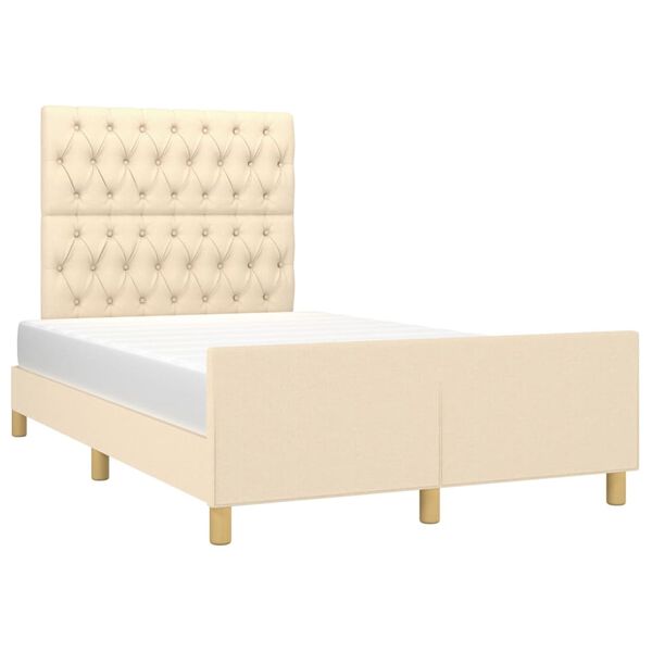 vidaXL Estrutura de cama sem colch&atilde;o 120x190 cm tecido creme