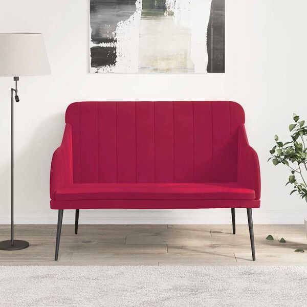 vidaXL Banco 110x76x80 cm veludo vermelho tinto