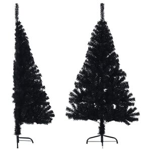 vidaXL Meia &aacute;rvore de Natal artificial com suporte 120 cm PVC preto