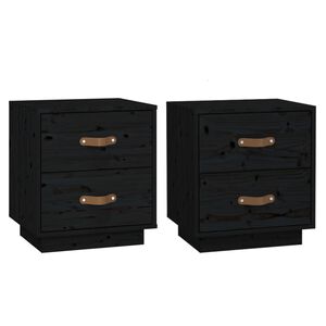 &nbsp;vidaXL Mesas de cabeceira 2 pcs 40x34x45cm madeira pinho maci&ccedil;a preto