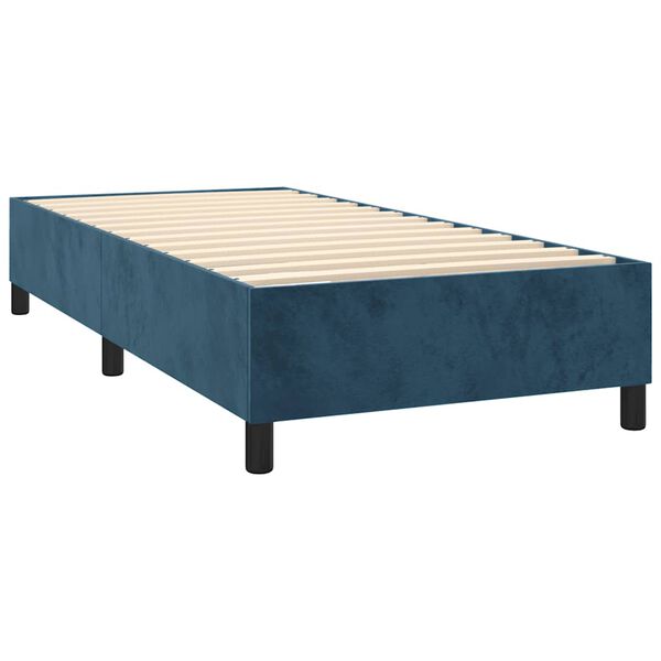 vidaXL Cama com molas/colch&atilde;o 80x200 cm veludo azul-escuro