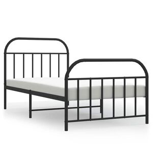 vidaXL Estrutura de cama com cabeceira e p&eacute;s 100x200 cm metal preto
