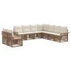 vidaXL Conjunto de Sof&aacute; de Jardim 9 pcs Bege vime PE