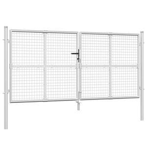 vidaXL Port&atilde;o de jardim em tela met&aacute;lica cor prata 300x125 cm a&ccedil;o galvanizado.