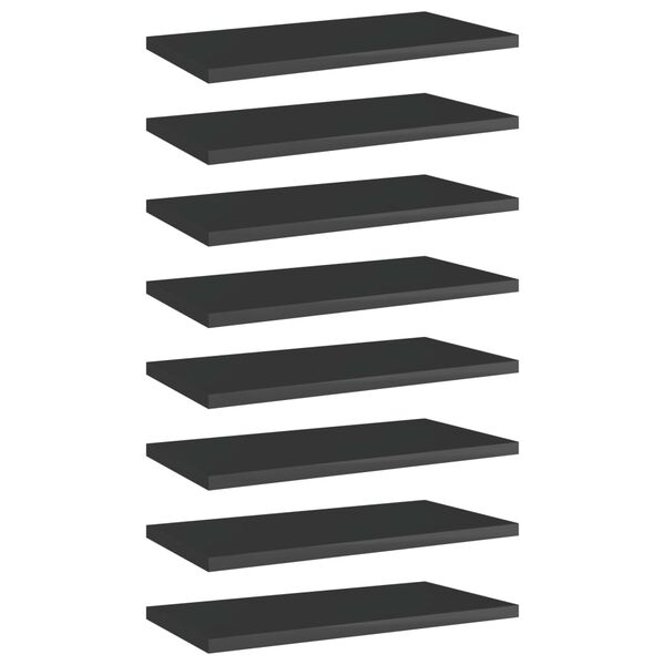 vidaXL Prateleiras para estante 8 pcs 40x20x1,5cm contraplacado preto