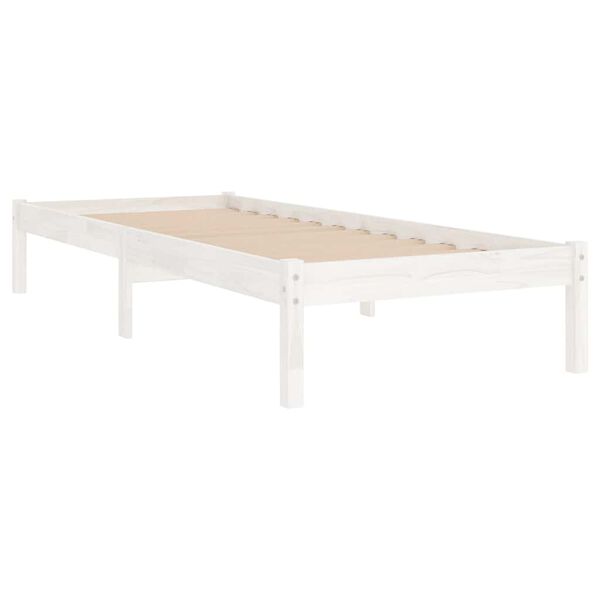 vidaXL Estrutura cama pequena solteiro 75x190 cm madeira maci&ccedil;a branco