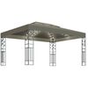 vidaXL Gazebo com toldo duplo e luzes LED 3x4m cinza-acastanhado