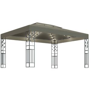 vidaXL Gazebo com toldo duplo e luzes LED 3x4m cinza-acastanhado