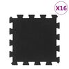 vidaXL Ladrilhos de borracha 16 pcs 16 mm 30x30 cm preto