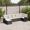 vidaXL 7 pcs conjunto de sof&aacute;s p/ jardim c/ almofad&otilde;es vime PE preto