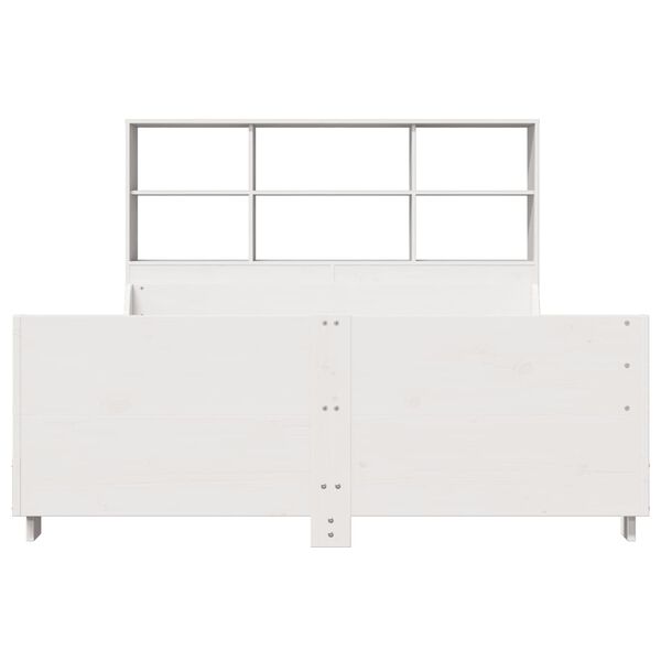 vidaXL Cama com estante sem colch&atilde;o 120x190 cm madeira maci&ccedil;a branco