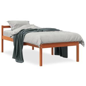 vidaXL Cama para idosos 75x190 cm madeira pinho maci&ccedil;a castanho cera
