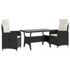 vidaXL Conjunto de Jantar para Exterior 3 pcs Preto e Branco Creme