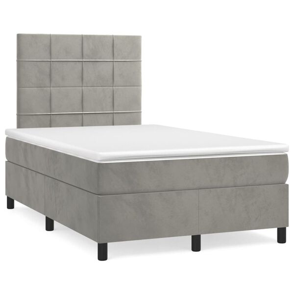 vidaXL Cama boxspring c/ colch&atilde;o 120x200 cm veludo cinzento-claro
