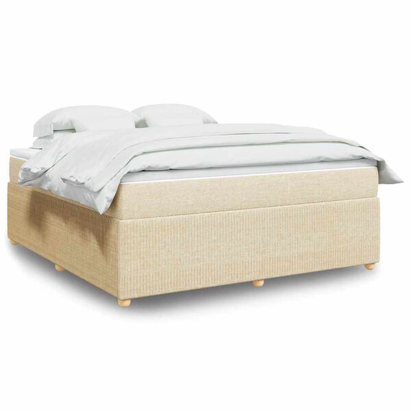 vidaXL Cama com molas/colch&atilde;o 180x200 cm tecido cor creme
