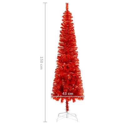 vidaXL Árvore de Natal fina 150 cm vermelho
