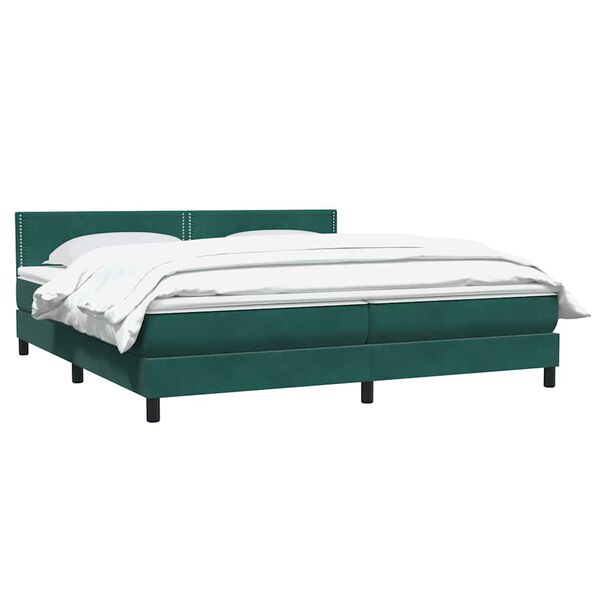 vidaXL Cama com molas colch&atilde;o 200x210 cm veludo verde-escuro