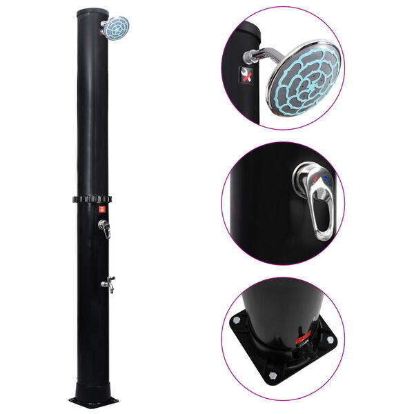 vidaXL Chuveiro solar de exterior c/ cabeça e torneira 40 L